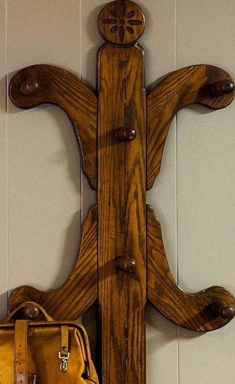 Carved oak hall tree